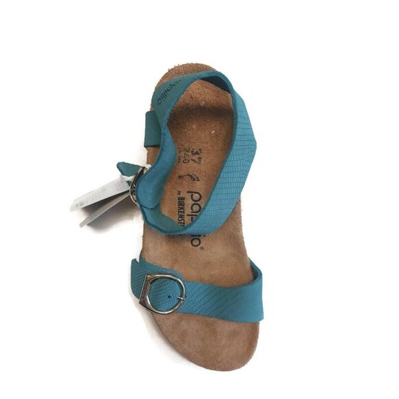Papillio By Birkenstock Soley Leather Wedge Sandals Size 6 Biscay Bay NARROW Fit - Picture 3 of 9